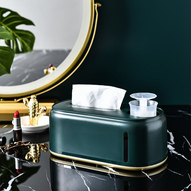 Cube Tissue Box Cover with Pump Dispenser Bottle