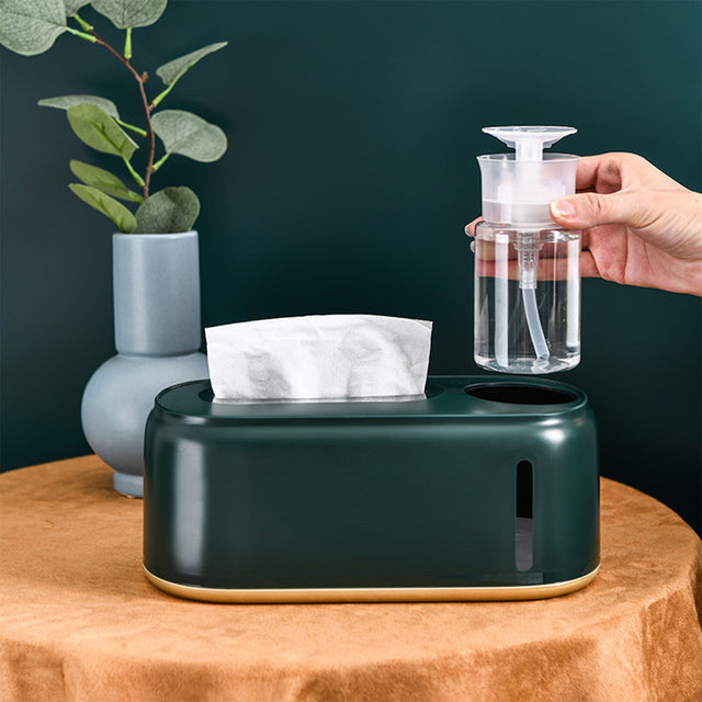 Cube Tissue Box Cover with Pump Dispenser Bottle